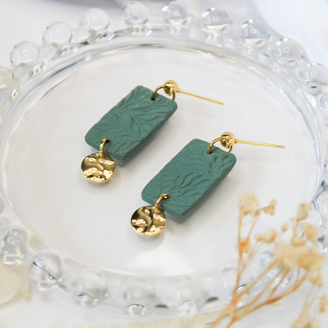 Nature polymer clay earrings – botanical-inspired design