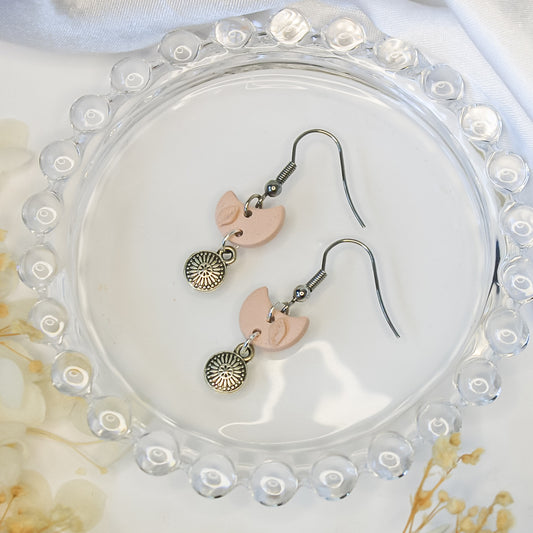 Dainty Moon Earrings With Leaf Design NZ Made