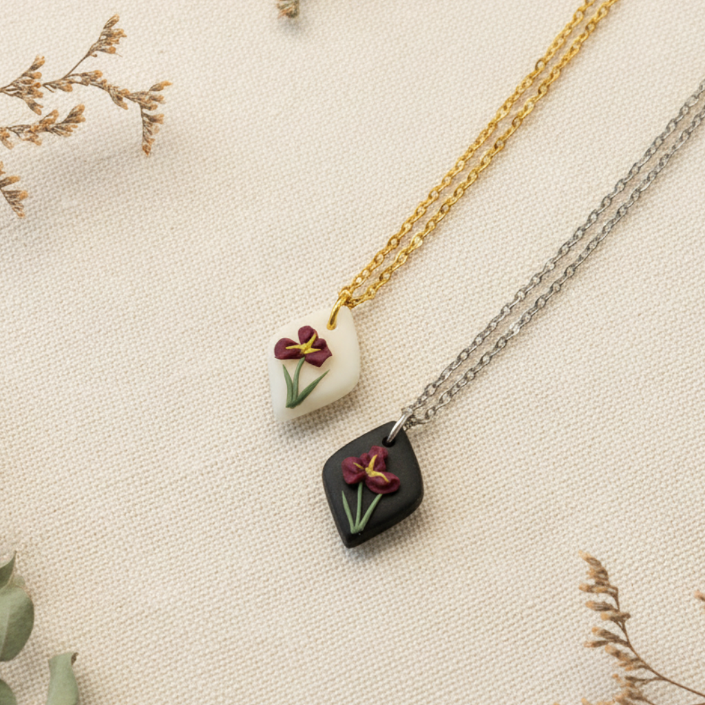 February birth flower month necklace iris