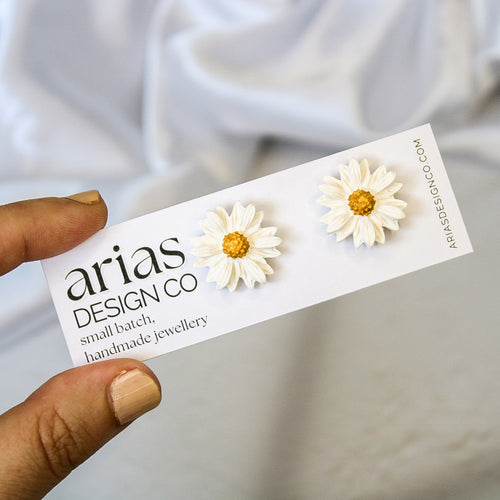 Handmade daisy stud earrings NZ | Flower inspired jewellery