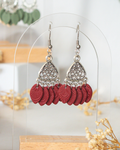 Cherry red textured polymer clay chandelier earrings | statement earrings NZ