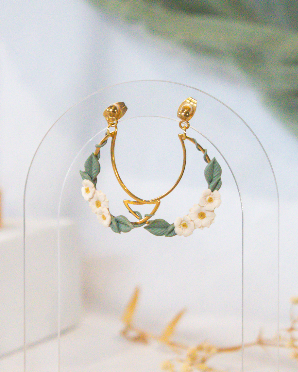 Ivory Ivy Crescent Earrings