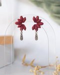 Cherry red grain-textured polymer clay stud earrings | dainty earrings NZ
