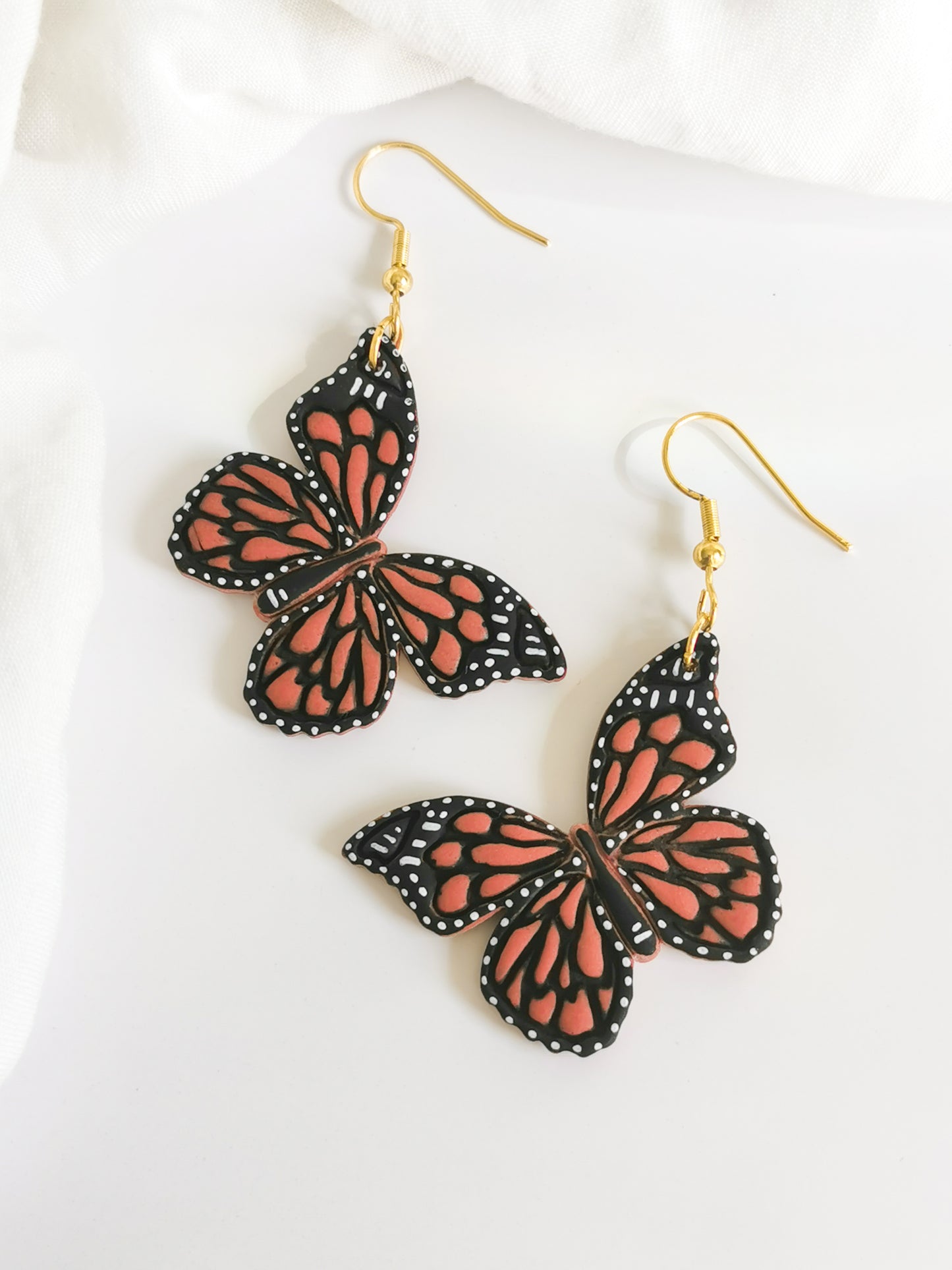 Handpainted Monarch Butterfly Earrings