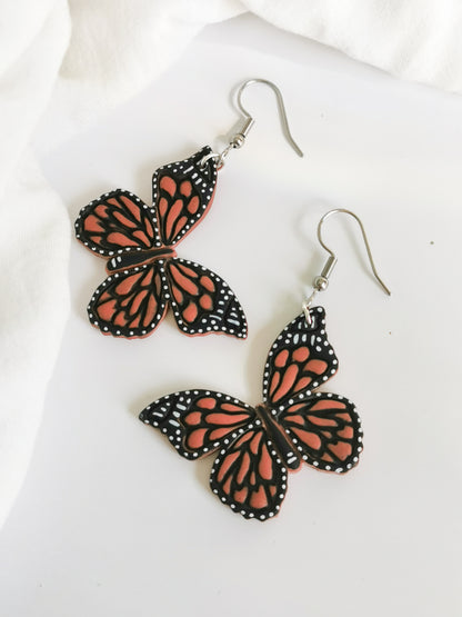 Handpainted Monarch Butterfly Earrings