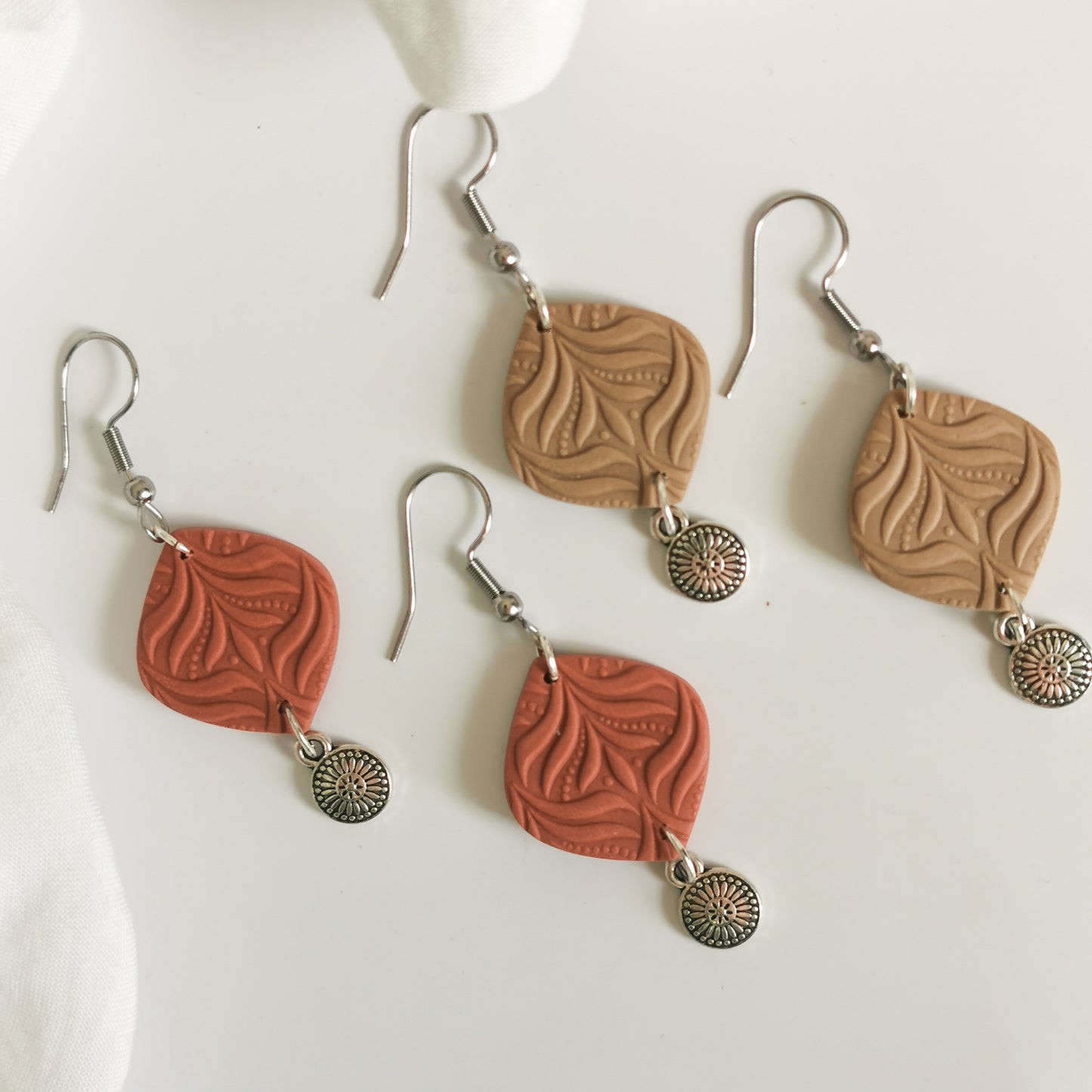 Bohemian Textured Tile Earrings