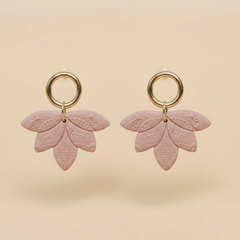Handmade Primrose Lotus Earrings — polymer clay earrings made in New Zealand by Arias Design Co