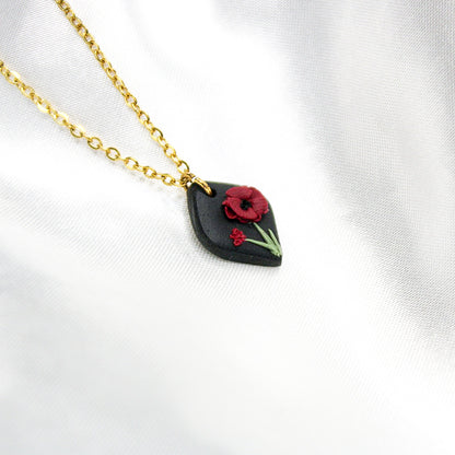 Gold Poppy Necklace NZ | August Birth Flower Necklace NZ 