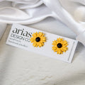 Handpainted silver sunflower stud polymer clay earrings | dainty flower earrings NZ
