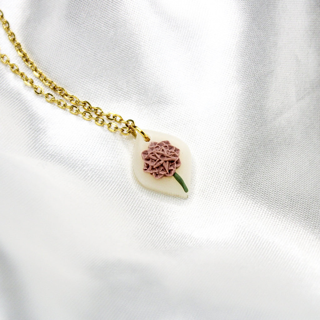 Gold chrysanthemum birth flower necklace — November pendant