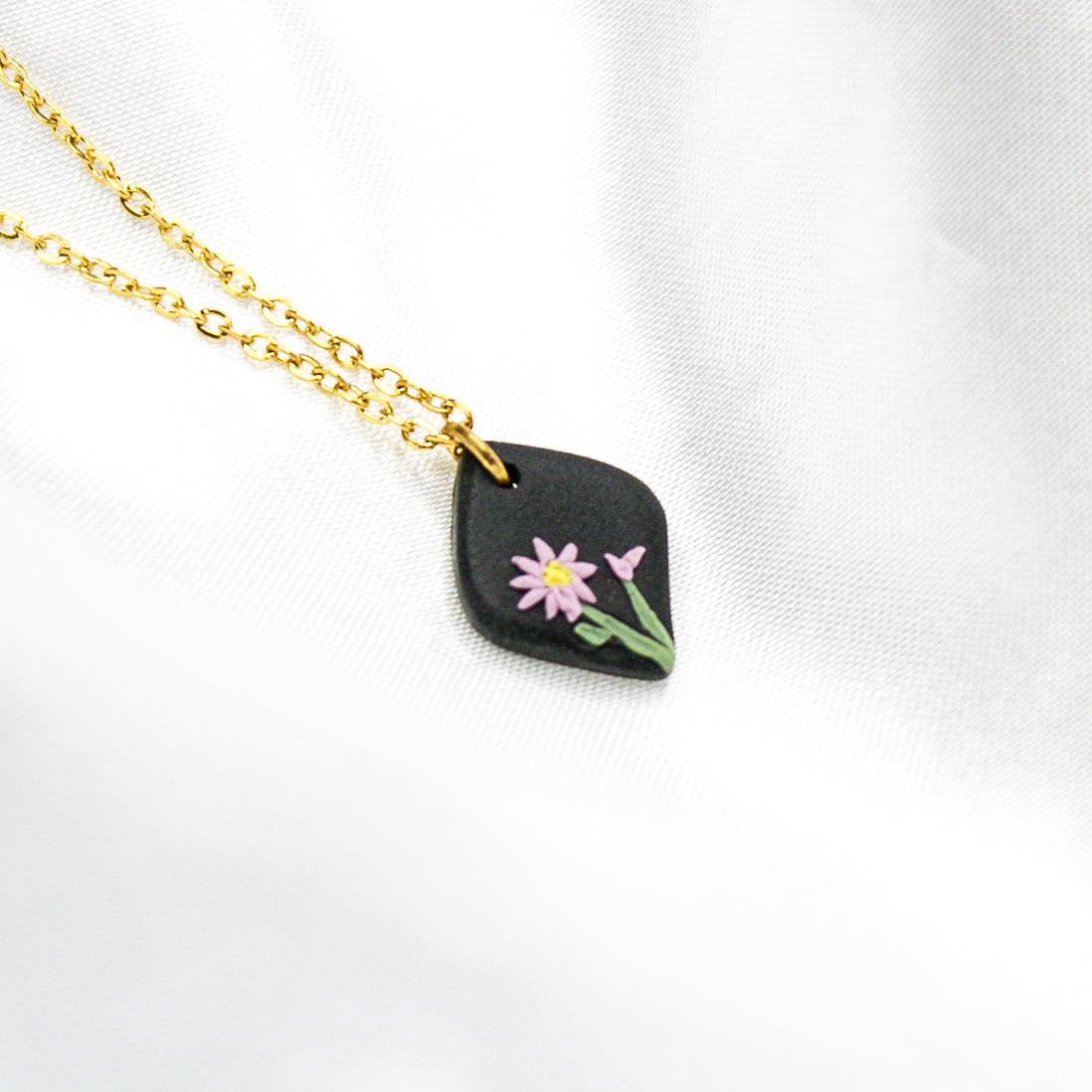 Gold aster birth flower necklace — September pendant