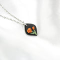 Silver raven marigold birth flower necklace — October pendant
