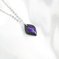 Silver raven larkspur birth flower necklace — July pendant