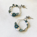 Flower Frame Hexagon Earrings - Silver