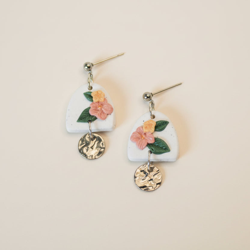 Bouquet arch charm earrings pink | silver stud earrings NZ