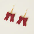 Handmade Cherry Bow Statement Earrings — polymer clay earrings made in New Zealand by Arias Design Co