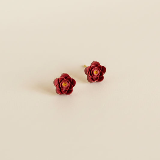 cherry red flower earrings