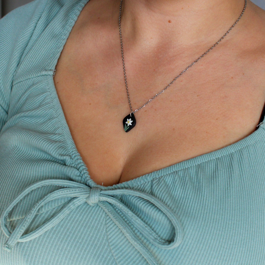 December birth flower narcissus jewellery handmade NZ — Arias Design Co