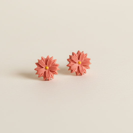 deep blush mini flower stud earrings