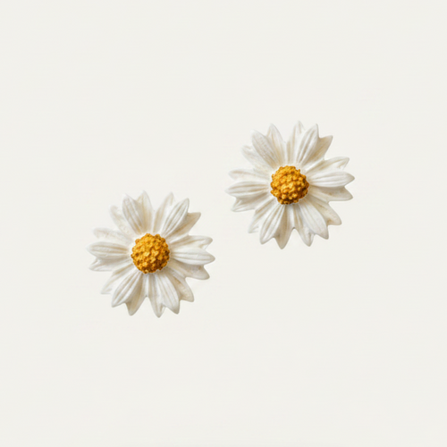 Silver daisy stud polymer clay earrings | dainty flower earrings NZ