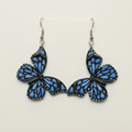 Handpainted morpho butterfly statement earrings in silver | handpainted earrings NZ