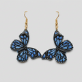 Handpainted Butterfly Statement Earrings - Gold