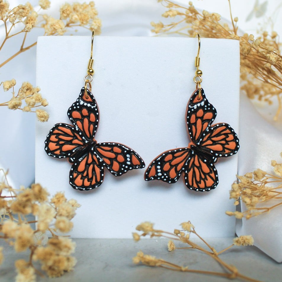 Handmade monarch butterfly earrings NZ | NZ butterfly earrings