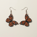 Handpainted Monarch Butterfly Earrings - Silver