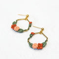 Ivy hexagon polymer clay earrings in gold | handmade flower earrings NZ
