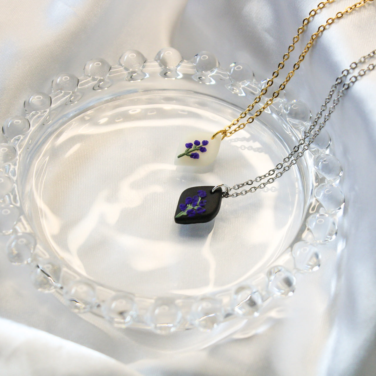 Larkspur birth flower necklace — handmade in NZ by Arias Design Co
