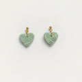 Handmade Mint Leaf Heart Earrings — polymer clay earrings made in New Zealand by Arias Design Co