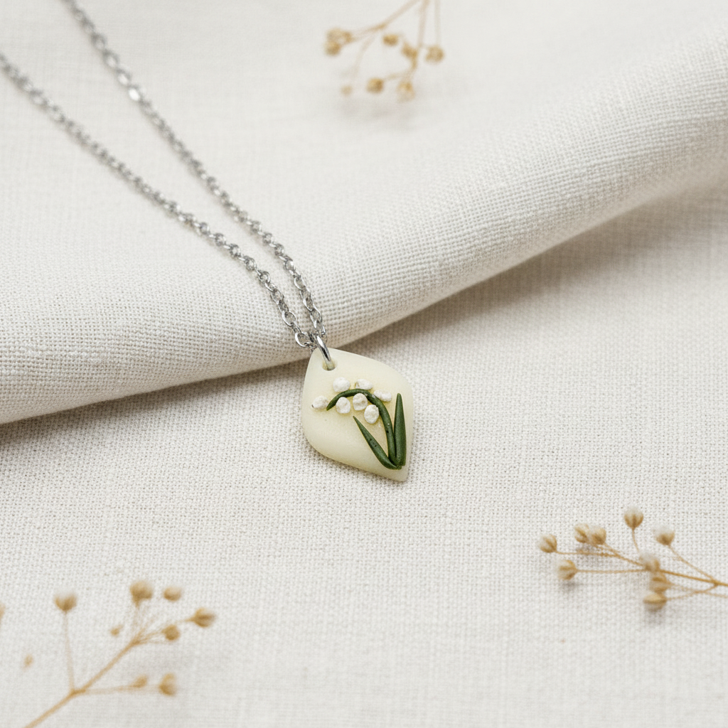 May birth flower month necklace in silver