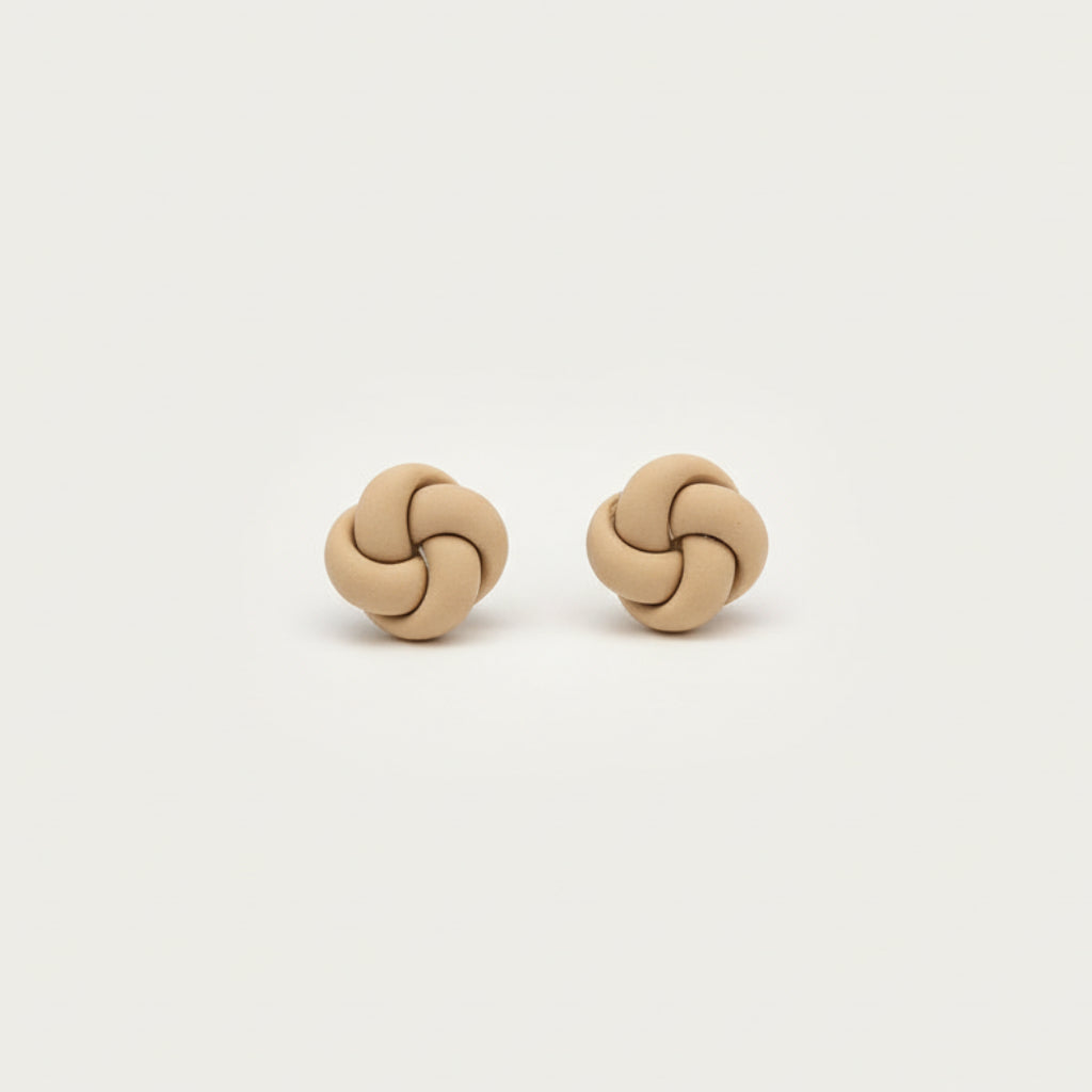 Handmade Fawn Mini Knot Stud Earrings — polymer clay stud earrings made in New Zealand by Arias Design Co