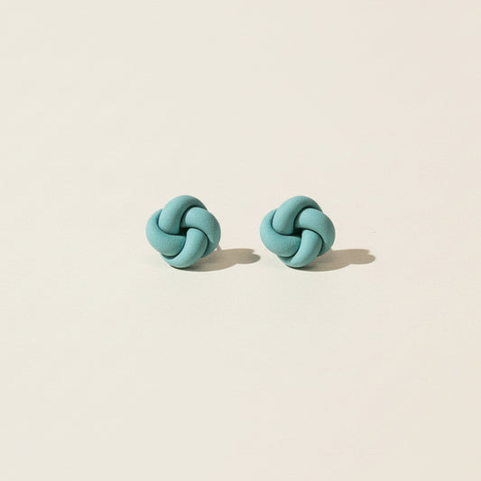 Handmade polymer clay mini knot stud earrings in blue | Shop stud earrings NZ