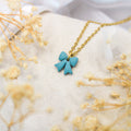 Mini bow gold necklace dusky blue | NZ gold necklace