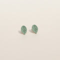 Handmade Sage Mini Leaf Stud Earrings — polymer clay stud earrings made in New Zealand by Arias Design Co