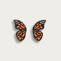 Handpainted butterfly wing polymer clay earrings in silver | nature inspired earrings NZ