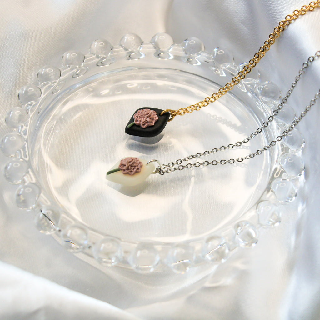 Chrysanthemum birth flower necklace — handmade in NZ by Arias Design Co