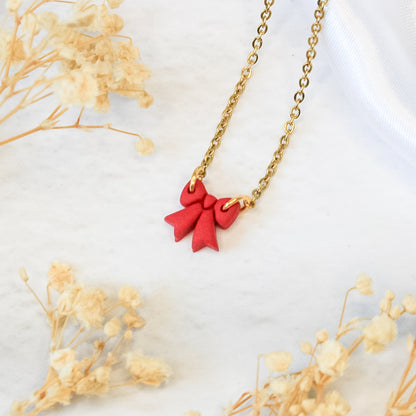 Red bow gold necklace | NZ jewellery brand online shop