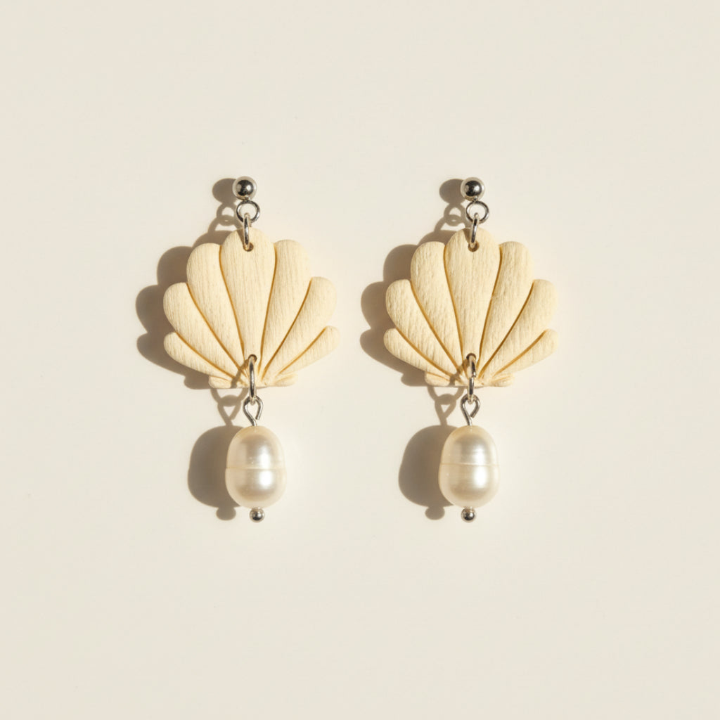 Ivory Seashell & Pearl Earrings