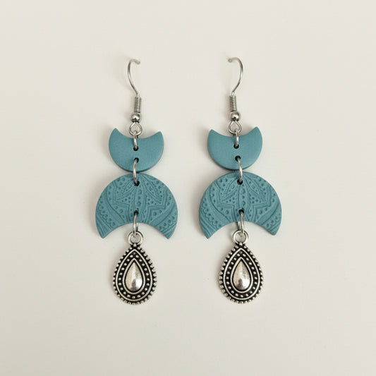 Dusky Blue Luna Charm Earrings