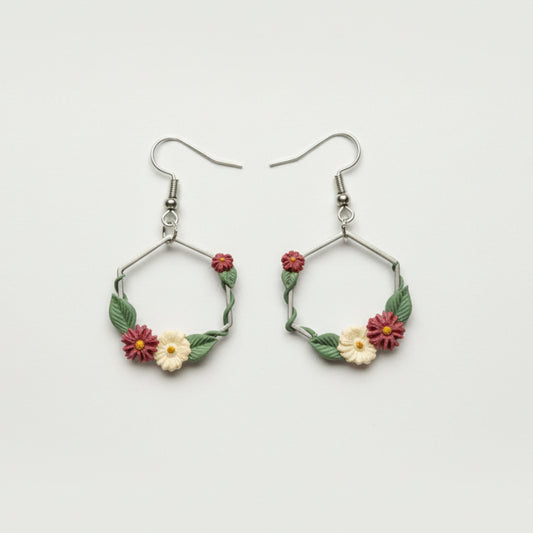 Cherry Ivy Hexagon Earrings
