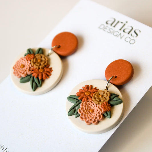 Wildflower Bouquet Earrings - Rust