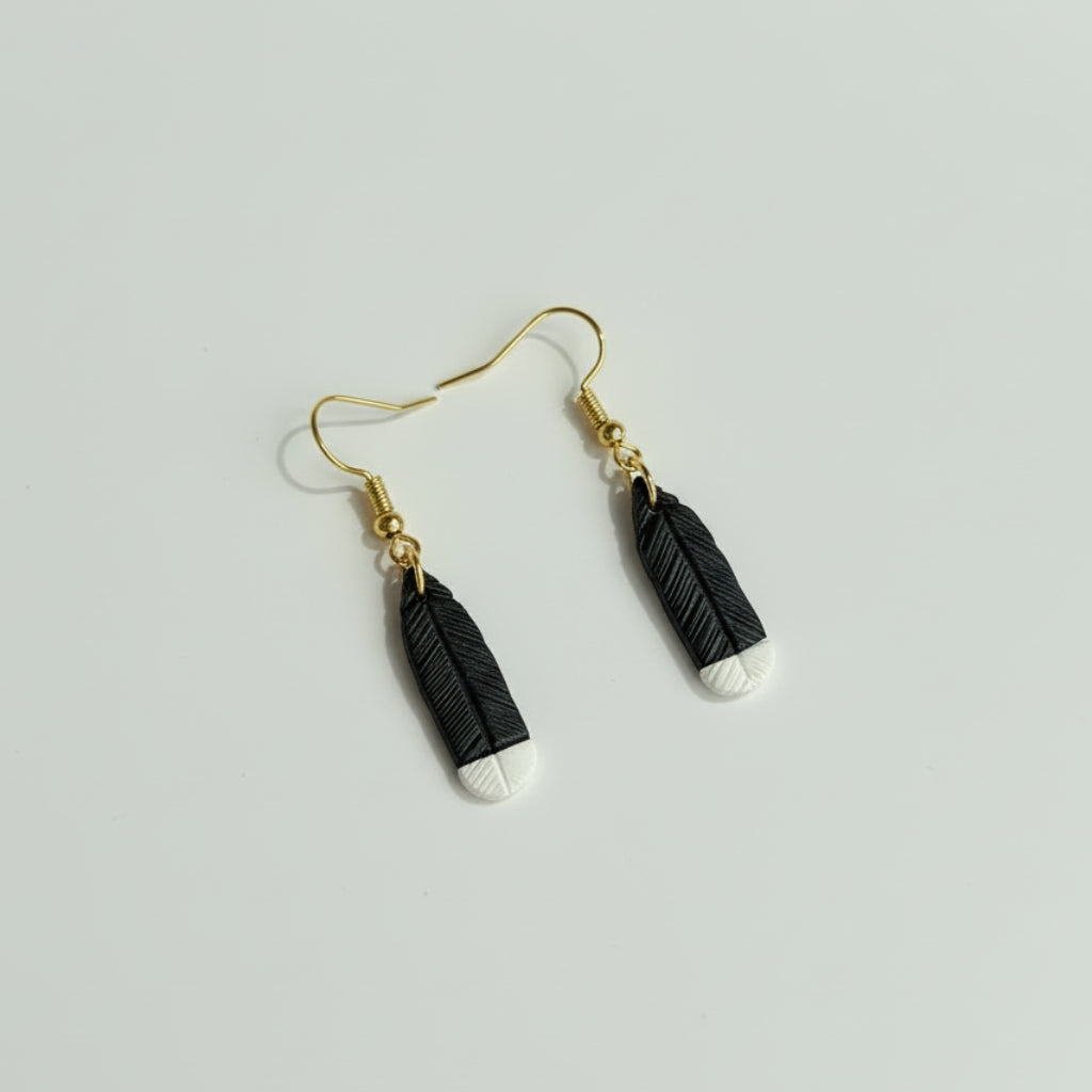 Mini Huia Feather Gold Earrings