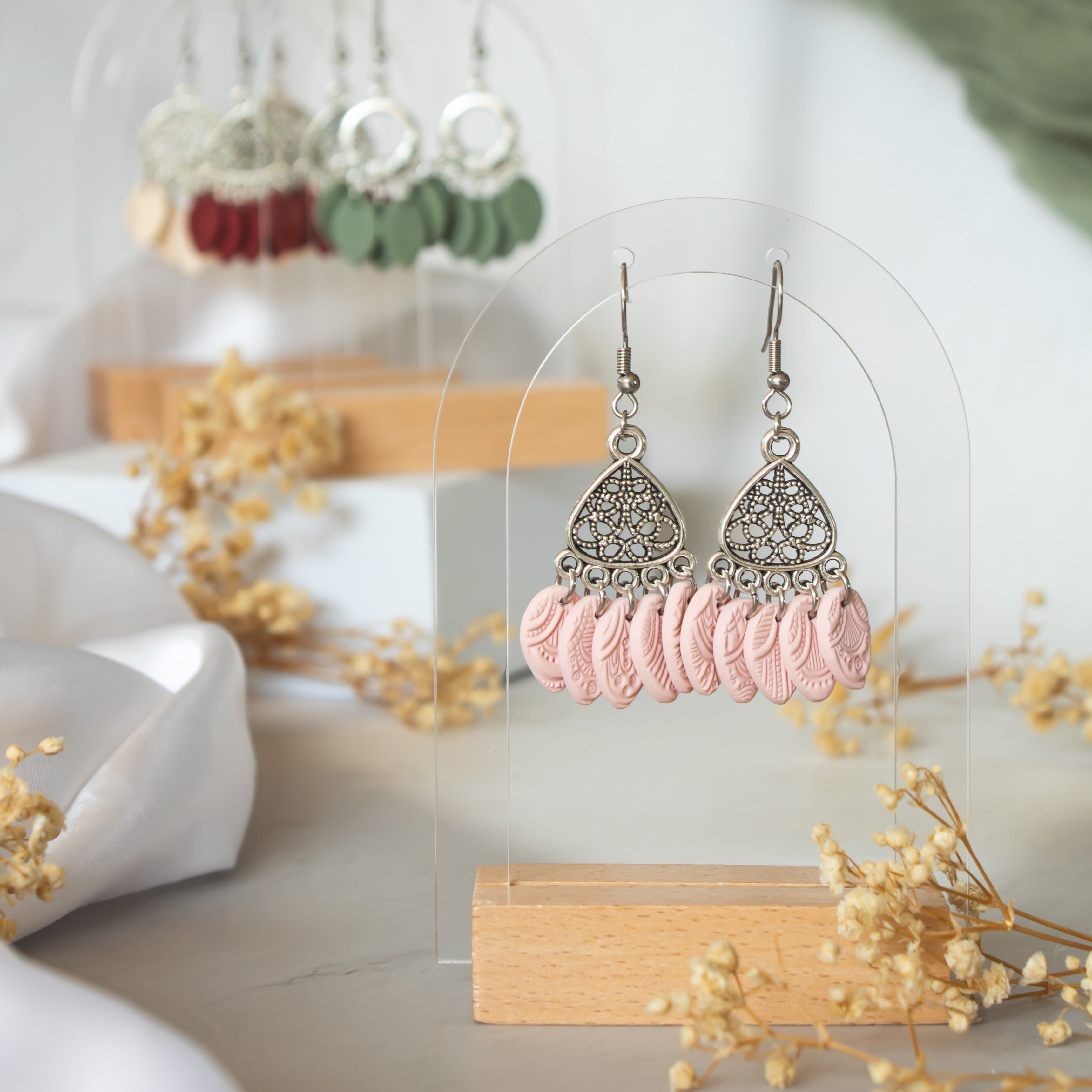 Blush Boho Chandelier Earrings