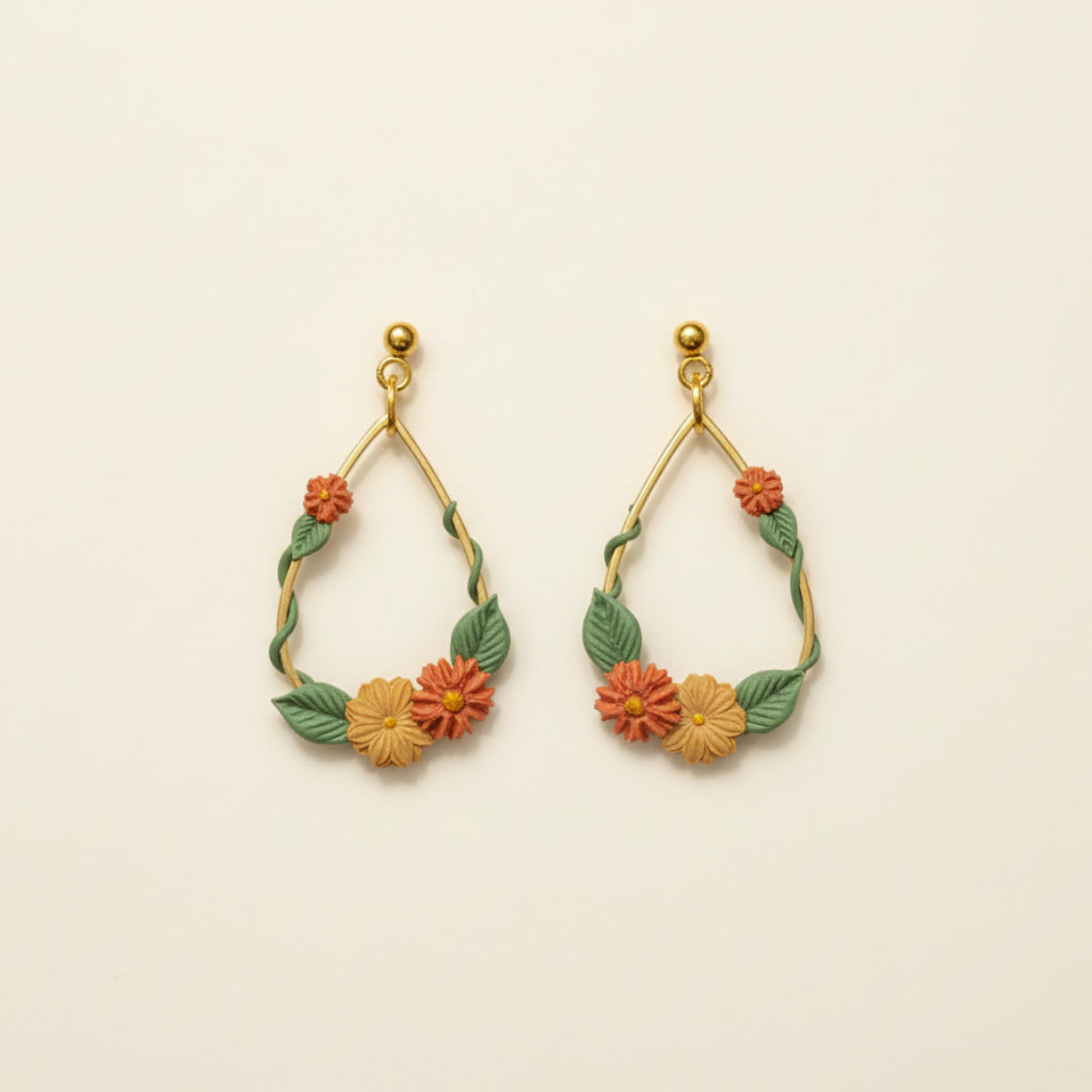 Autumn Gold Ivy Droplet Earrings