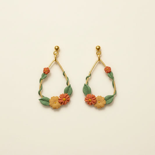 Autumn Gold Ivy Droplet Earrings