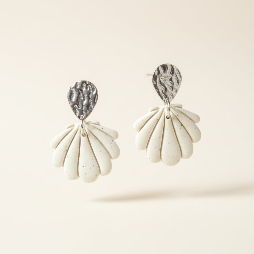 Silver Midi Seashell Earrings