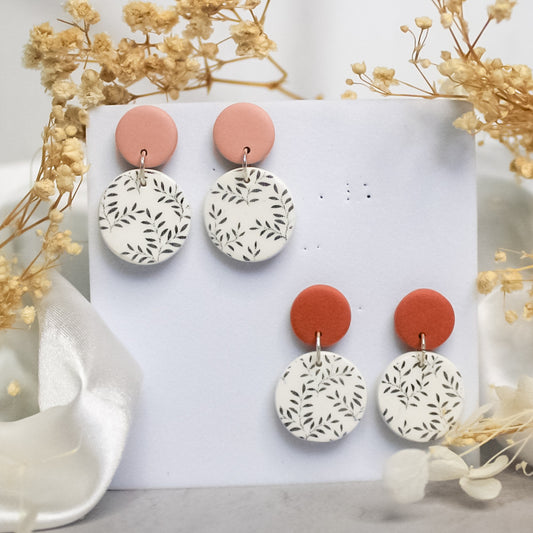 Leaf Print Disc Earrings