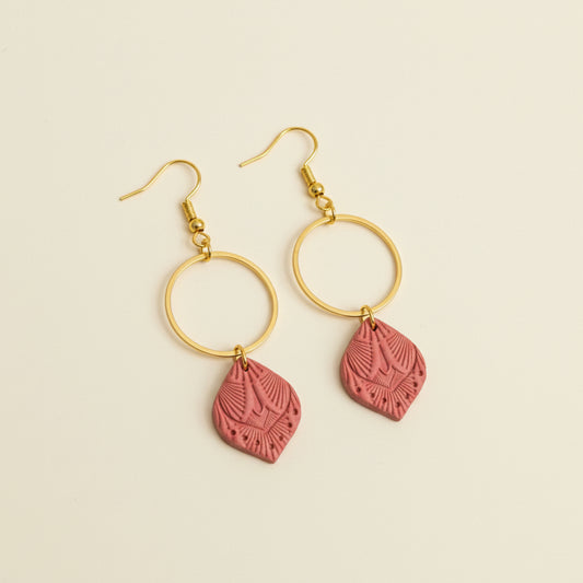 Deep Rose Boho Charm Earrings